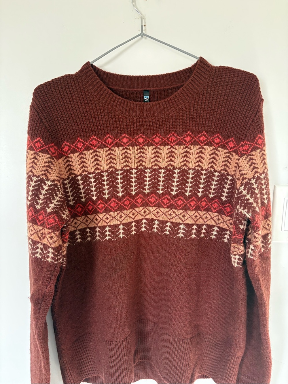 KÜHL Nordik Merino Wool Blend Fair Isle Sweater Brown Multi Size M - Picture 3 of 10